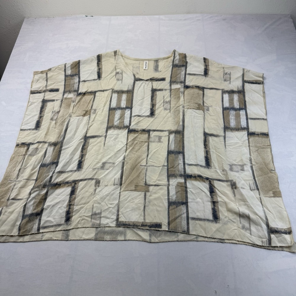 New Collection Womens One Size Oversized Abstract Geometric Tunic Poncho Blouse